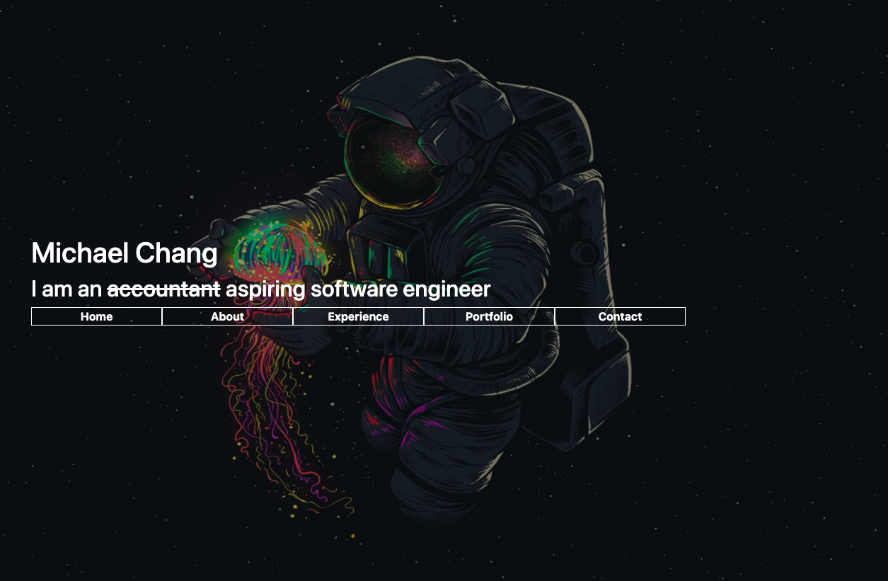 Screenshot of Michael Chang's homepage